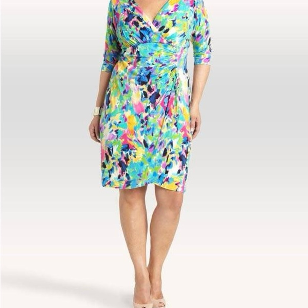 London Times Vibrant Multicolor Midi Dress